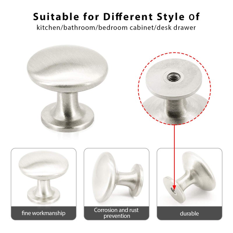 SUNRIVER 36 Pack Kitchen Cabinet Handles 26 Pack Cabinet Pulls Brushed Satin Nickel 10 Pack Cabinet Door Knobs 3-3/4" Hole Center Stainless Steel Cabinet Hardware for Drawer - Image 4